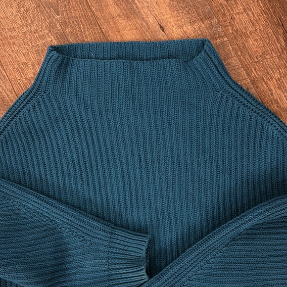 Free People Emma Mock Neck Cable Knit Sweater in Jewel tone - Picture 4 of 15